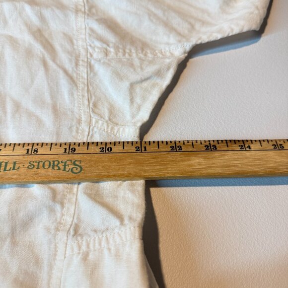 Eileen Fisher Women L Organic Linen Tunic Shirt White 3/4 Sleeve Button Blouse - Picture 6 of 8